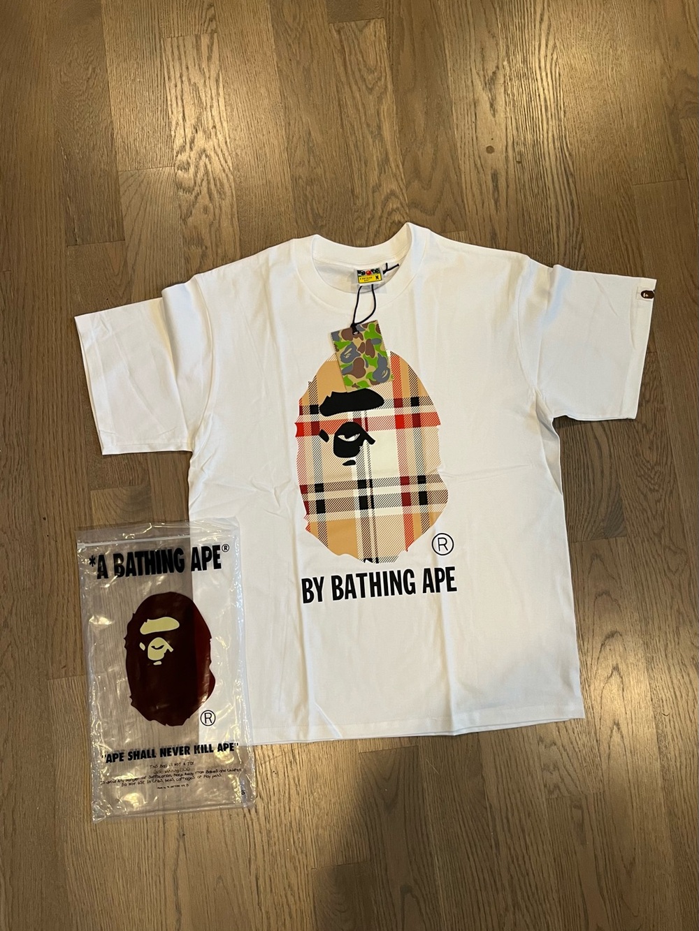 White bape x Burberry tee size medium